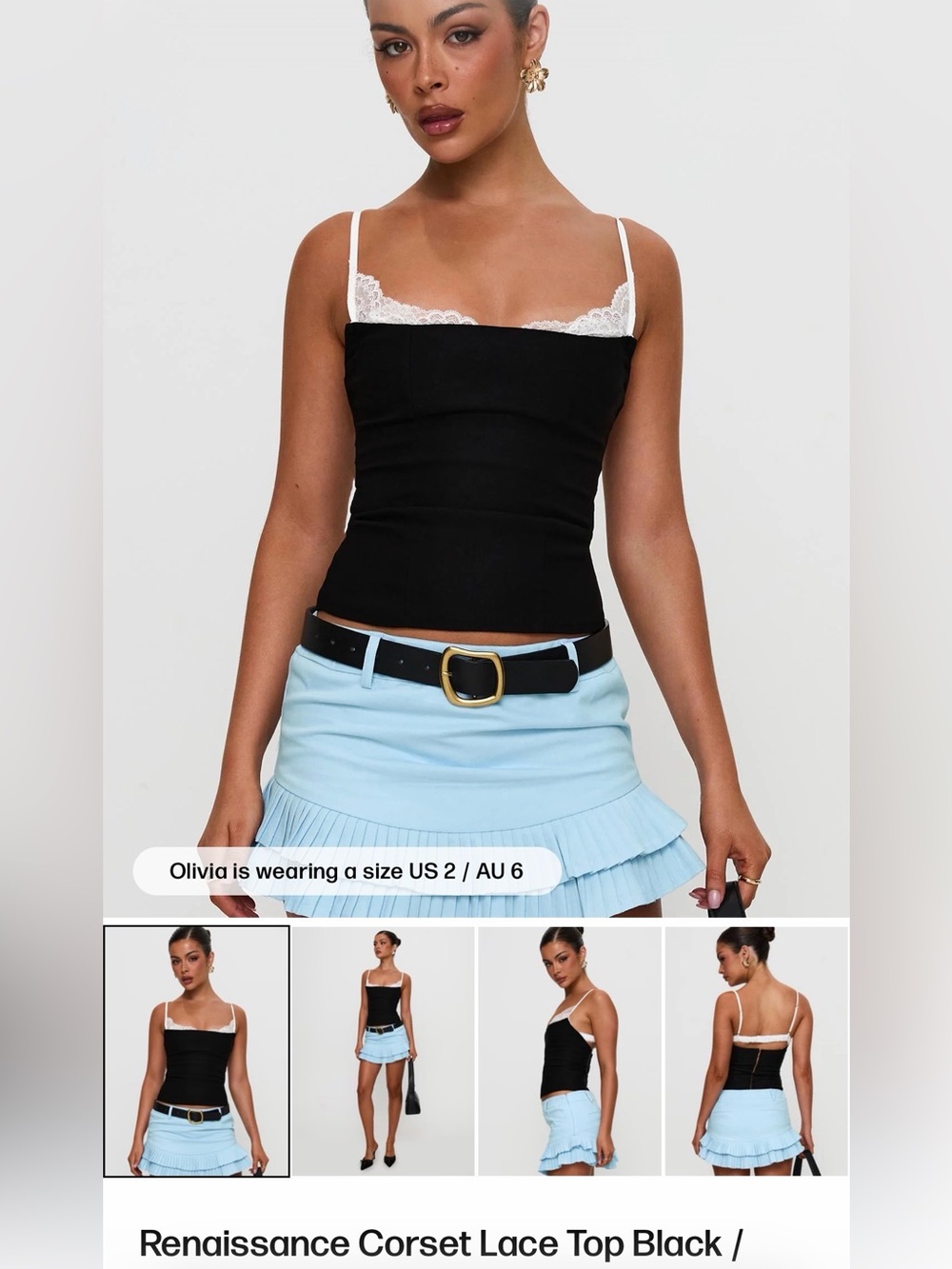NWT Princess Polly corset lace top